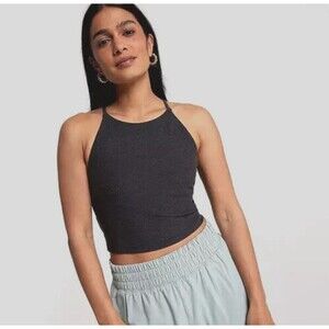 Women's Calia Low Support Lustralux Crop Crossback Sports Bra Tank Gray Small